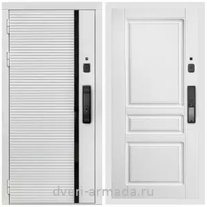 Входные двери с двумя петлями, Умная входная смарт-дверь Армада Каскад WHITE МДФ 10 мм Kaadas K9 / МДФ 16 мм ФЛ-243 Ясень белый