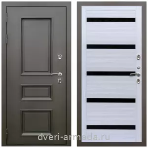Толстые входные двери, Дверь входная уличная в дом Армада Фаренгейт / МДФ 16 мм СБ-14 Сандал белый стекло черное для загородного дома