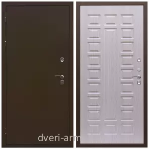 Коричневые входные двери, Металлическая коричневая дверь недорогая входная в дом с утеплением Армада Термо Молоток коричневый/ МДФ 16 мм ФЛ-183 Дуб белёный в коридор
