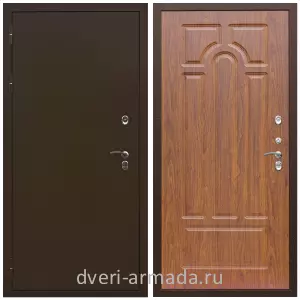 Коричневые входные двери, Металлическая коричневая дверь наружная утепленная дачная Армада Термо Молоток коричневый/ МДФ 6 мм ФЛ-58 Морёная береза с шумоизоляцией
