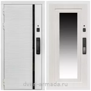 Входные двери Эконом, Умная входная смарт-дверь Армада Каскад WHITE МДФ 10 мм Kaadas K9 / МДФ 16 мм ФЛЗ-120 Дуб белёный