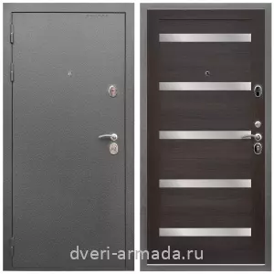 Входные двери с двумя петлями, Дверь входная Армада Оптима Антик серебро / МДФ 16 мм СБ-14 Эковенге стекло белое