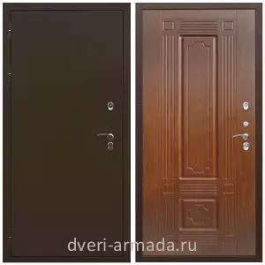 Коричневые входные двери, Металлическая коричневая дверь входная утепленная для загородного дома Армада Термо Молоток коричневый/ МДФ 16 мм ФЛ-2 Мореная береза