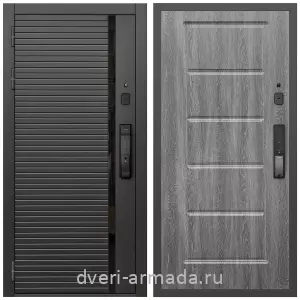 Входные двери Эврика, Умная входная смарт-дверь Армада Каскад BLACK МДФ 10 мм Kaadas K9 / ФЛ-39 Дуб Филадельфия графит