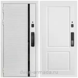 Входные двери с двумя петлями, Умная входная смарт-дверь Армада Каскад WHITE МДФ 10 мм Kaadas K9 / МДФ 16 мм ФЛ-117 Белый матовый