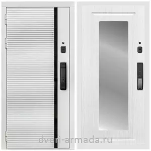 Взломостойкие входные двери, Умная входная смарт-дверь Армада Каскад WHITE МДФ 10 мм Kaadas K9 / МДФ 16 мм ФЛЗ-120 Ясень белый