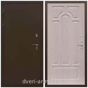 Коричневые входные двери, Металлическая коричневая дверь входная уличная в частный дом Армада Термо Молоток коричневый/ МДФ 6 мм ФЛ-58 Дуб белёный с терморазрывом морозостойкая