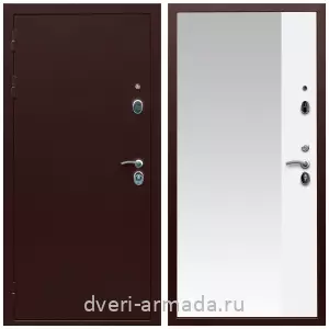 Входные двери с зеркалом и теплоизоляцией, Дверь входная железная Армада Люкс Антик медь / МДФ 16 мм ФЛЗ Панорама-1 Белый матовый одностворчатая