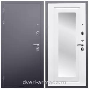 Входные двери с зеркалом и теплоизоляцией, Дверь входная Армада Люкс Антик серебро / МДФ 16 мм ФЛЗ-120 Ясень белый взломостойкая на заказ