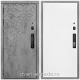 Дверь входная Армада Квадро МДФ 16 мм Kaadas K9 / МДФ 10 мм Гладкая белый матовый