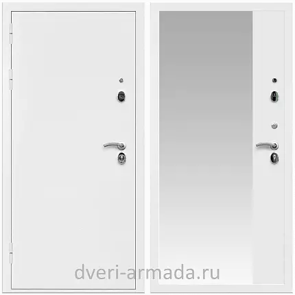 Дверь входная Армада Оптима Белая шагрень / МДФ 16 мм ФЛЗ Панорама-1 Белый матовый